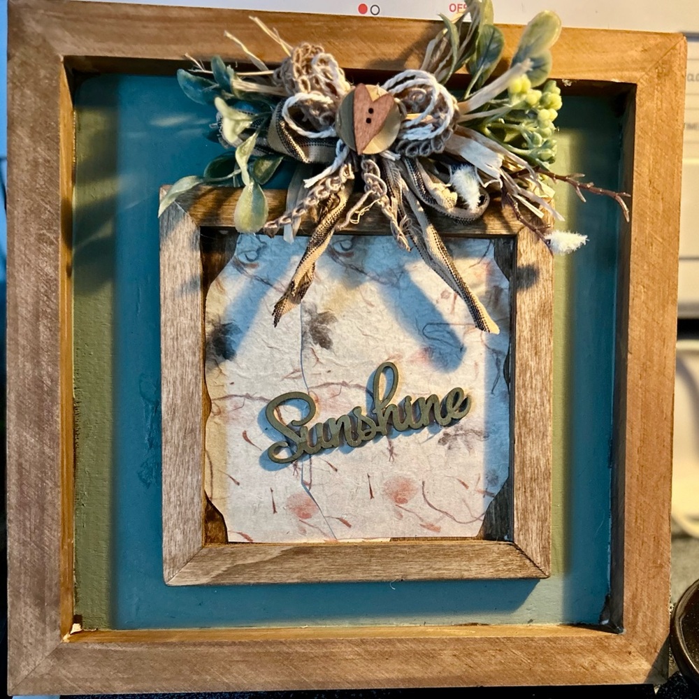 Green and Brown Picture Frame with Botanical Accents